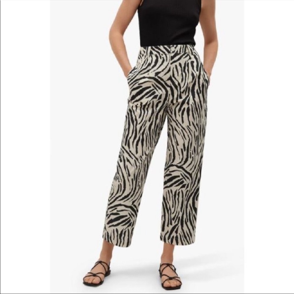 Zara MNG Zebra Animal Print Pants